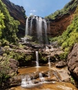 Die Wasserfälle Upper Wentworth Falls, Blue Mountains, Australien