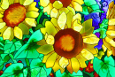 Buntglas-Sonnenblumen