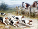 Landschaft mit Hunden und Pferden