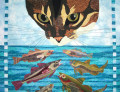 Katze und Fische Steppdecke