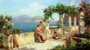 Figuren auf einer Terrasse in Capri