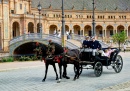 Feria-Pferdekutsche auf der Plaza de Espana, Sevilla