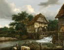Zwei Wassermühlen und eine offene Schleuse