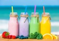 Frucht Smoothies auf dem Strand