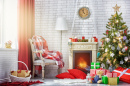 Wohnzimmer dekoriert für Weihnachten