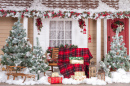 Haus zu Weihnachten dekoriert