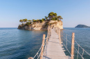 Hölzerne Brücke zur Insel Cameo, Griechenland