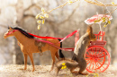 Eichhörnchen mit einer Pferdekutsche