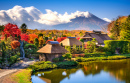 Historische Japanische Bauernhäuser mit der Fuji