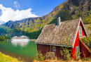 Rote Hütte in Flam, Norwegen