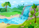 Landschaft mit einem Wasserfall