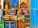 Farbige Handwerkskunst auf dem Marokkanischen Markt