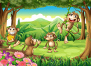 Affen spielen im Wald