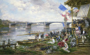 Sommer Regatta an der Brücke bei Bercy