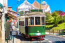 Vintage Straßenbahn in Lissabon, Portugal