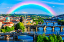 Regenbogen über die Moldau, Prag