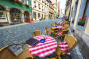 Straßencafé in Rothenburg ob der Tauber