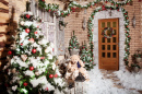 Weihnachtlich dekoriertes Haus