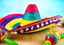 Mexikanischer Sombrero und Maracas