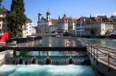 Luzern und Fluss Reuss, Schweiz