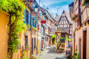 Stadt Eguisheim, Elsass, Frankreich