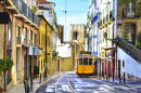 Gelbe Straßenbahn in Lissabon, Portugal