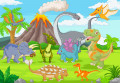 Lustige Dinosaurier im Dschungel