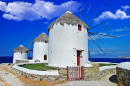 Windmühlen der Insel Mykonos, Griechenland