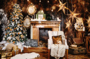 Zimmer mit Weihnachtsbaum