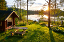 Hütte am See in Finnland