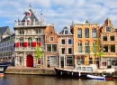 Historische Häuser in Haarlem, Niederlande