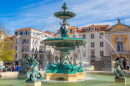 Rossio Square Fountain, Lissabon, Portugal