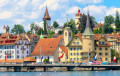 Luzern und Fluss Reuss, Schweiz