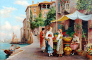 Venezianische Szene mit weiblichen Figuren