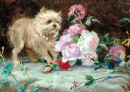Hund und Blumen