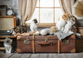 Kätzchen auf einem Koffer