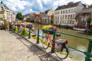Fahrräder am Kanal in Gent, Belgien