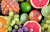 Früchte Hintergrund. Gesundes Ernährungskonzept. Draufsicht