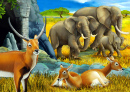 Antilopen- und Elefantenfamilien