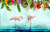 Tropische Pflanzen und Flamingos
