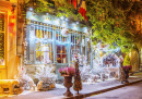 Pariser Café weihnachtlich geschmückt, Frankreich