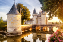 Schloss Sully-sur-Loire bei Sonnenuntergang