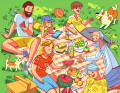 Familie beim Picknick