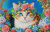 Katze im Blumenkranz