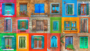 Collage aus italienischen rustikalen Fenstern