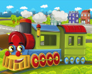 Lustige Cartoon-Dampflokomotive