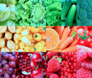 Collage aus Obst und Gemüse