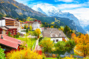 Atemberaubender Herbstblick auf Wengen, Schweiz