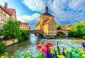 Rathaus von Bamberg und zwei Brücken, Deutschland