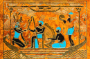 Ägyptischer Pharao mit Musikern